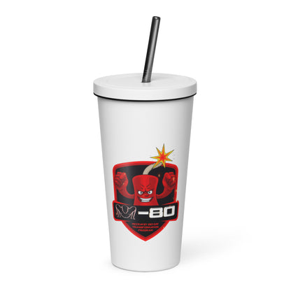 Insulated "M-80" tumbler with a straw