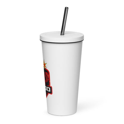 Insulated "M-80" tumbler with a straw