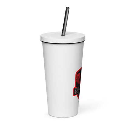 Insulated "M-80" tumbler with a straw